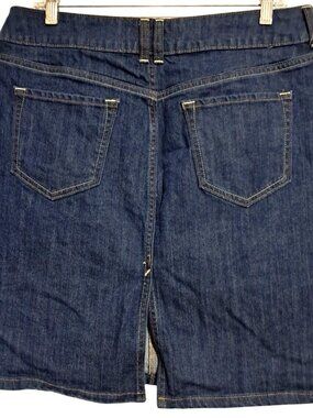 Y2K Old Navy Denim Skirt Womens Size 10 Dark Wash Jean Stretch Cotton Blend Pock